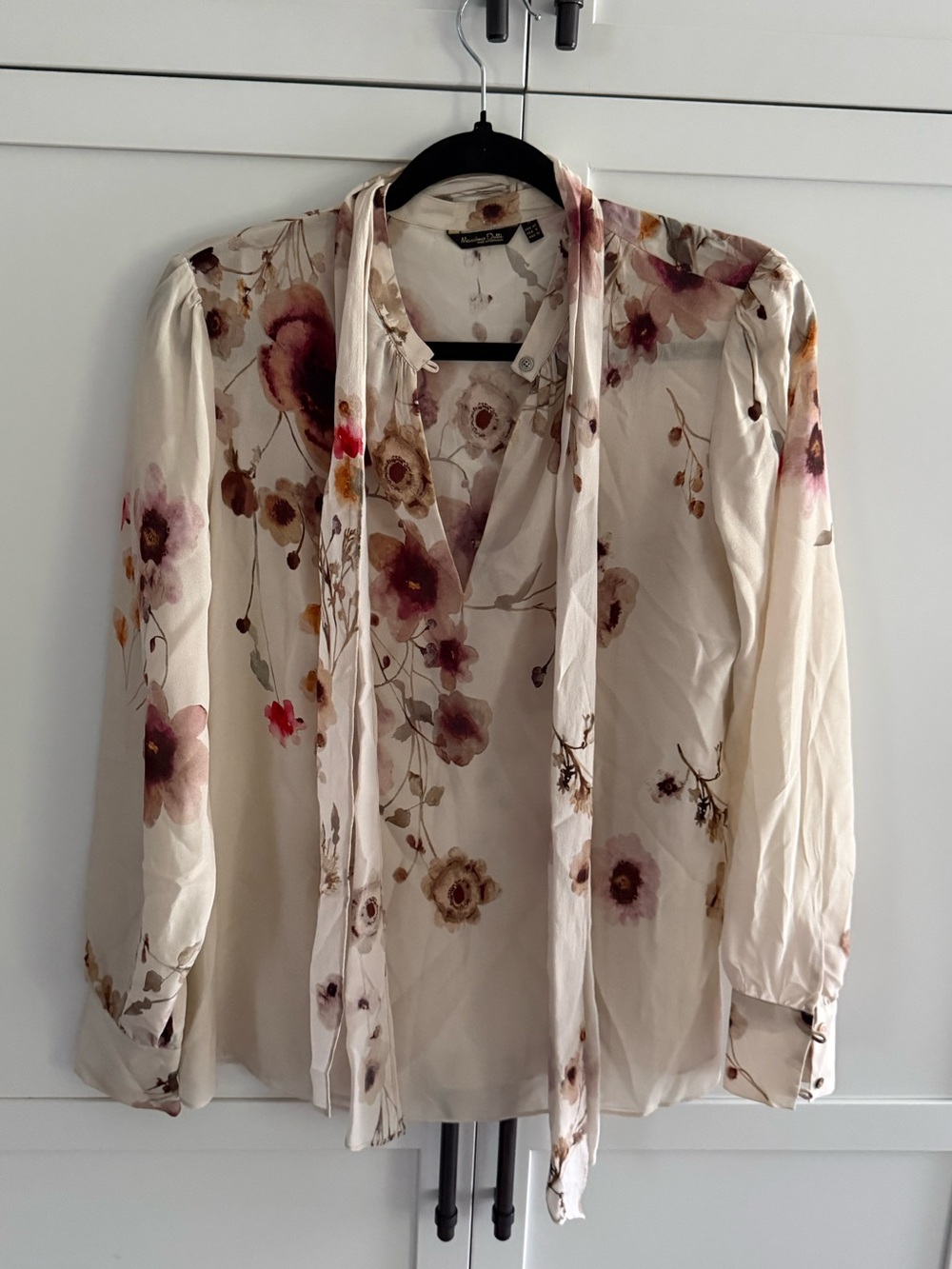 Floral Tie-Neck Blouse Massimo Dutti